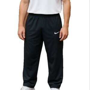 Nike Swoosh Men's Athletic Fit Sweatpants Size M Gray with Green Hi Vis Stripe